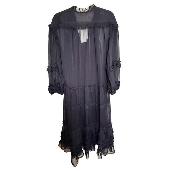 Ulla Johnson Althea Dress Midi Ruffle Long Sleeve Midnight Blue Size 4 - Picture 4 of 9